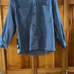 Women's Blue Button-Up Sweater